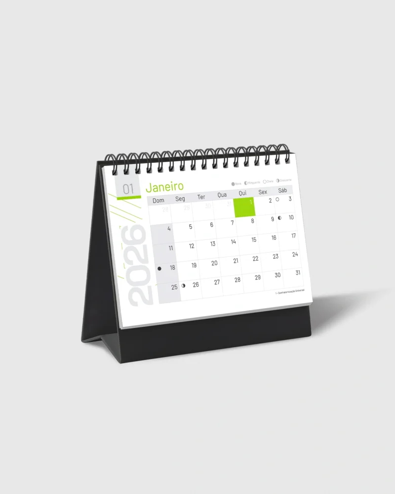 Calendário de Mesa com Folhas
